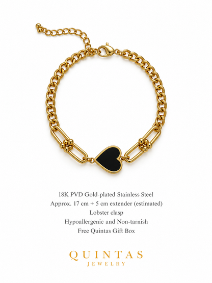 Vina Black Heart Bracelet
