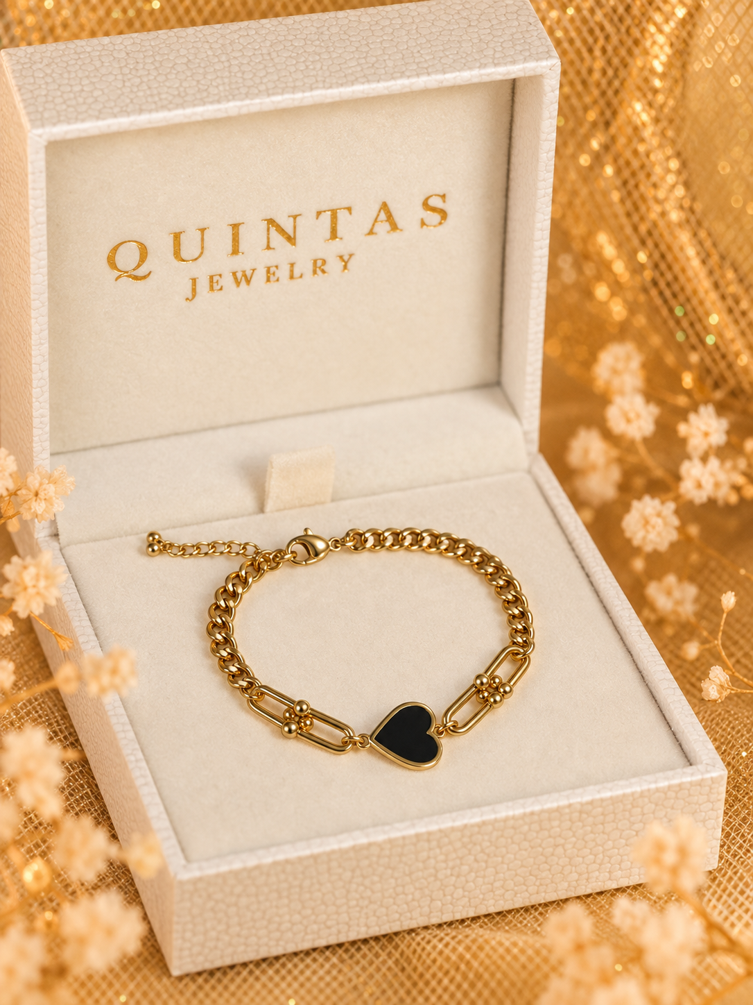 Vina Black Heart Bracelet