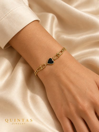 Vina Black Heart Bracelet