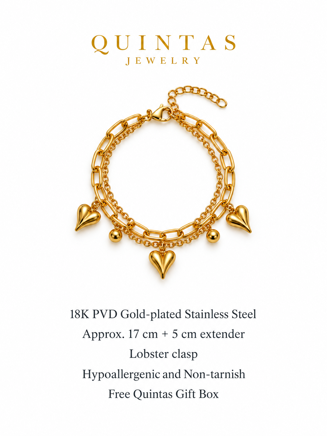 Juliette Heart Charm Bracelet