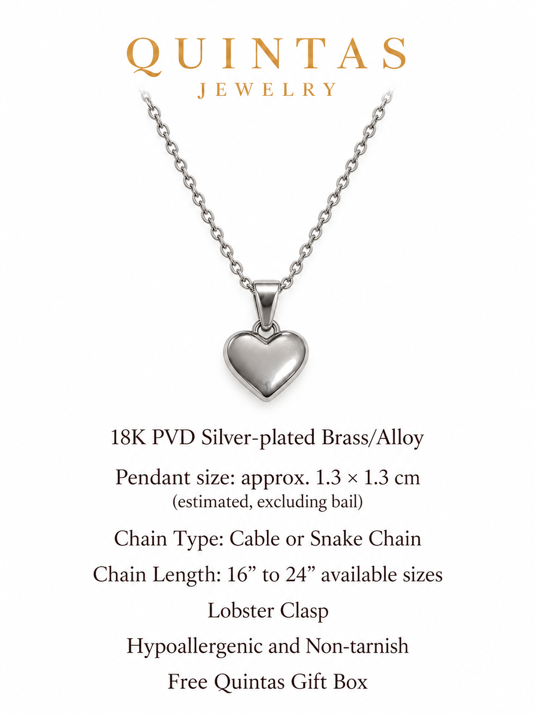 Amanda Heart Silver Necklace