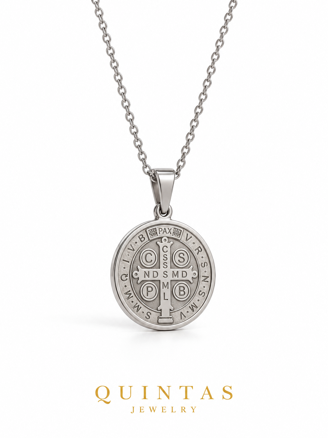 St. Benedict Medallion Silver Necklace