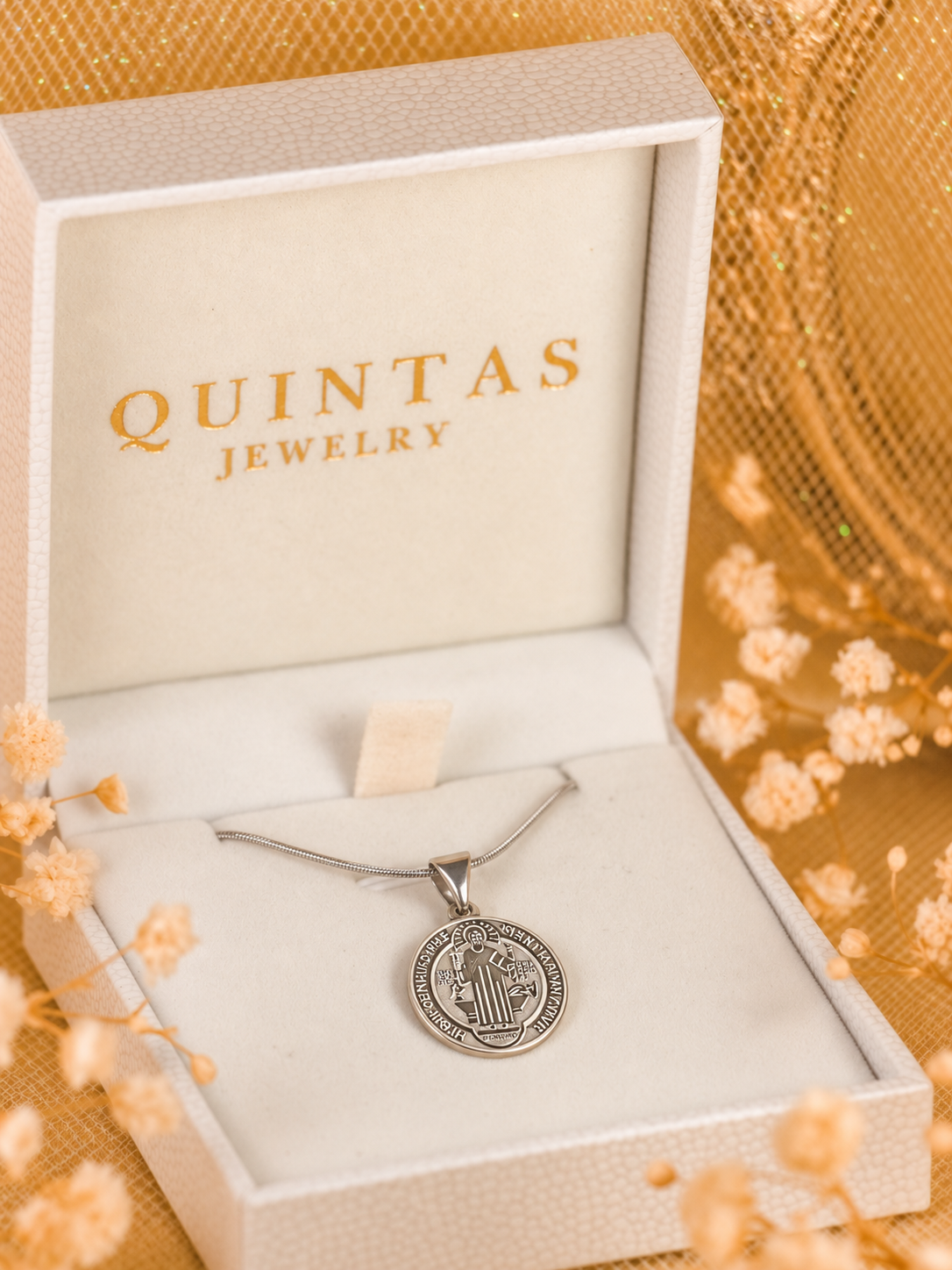 St. Benedict Medallion Silver Necklace