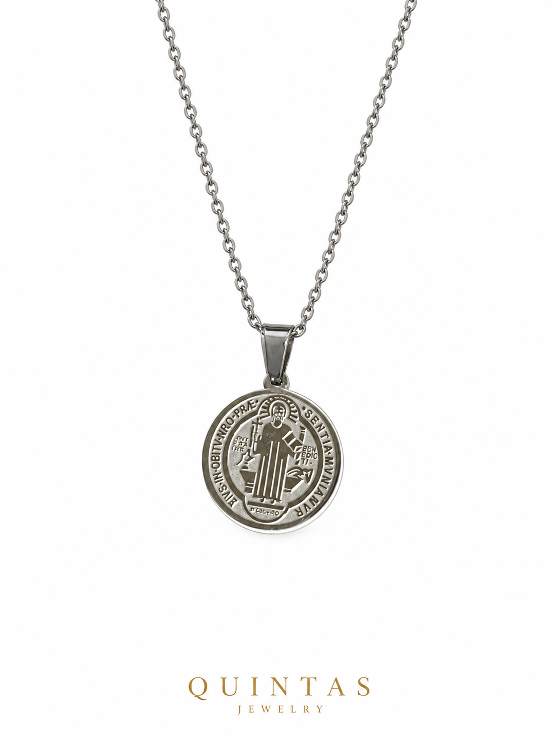 St. Benedict Medallion Silver Necklace