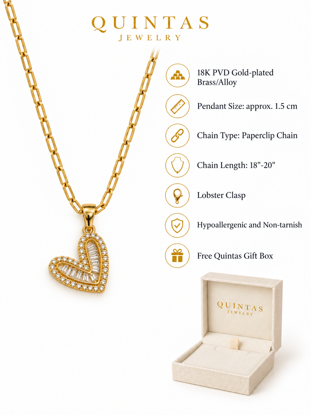 Adora Heart Paperclip Necklace