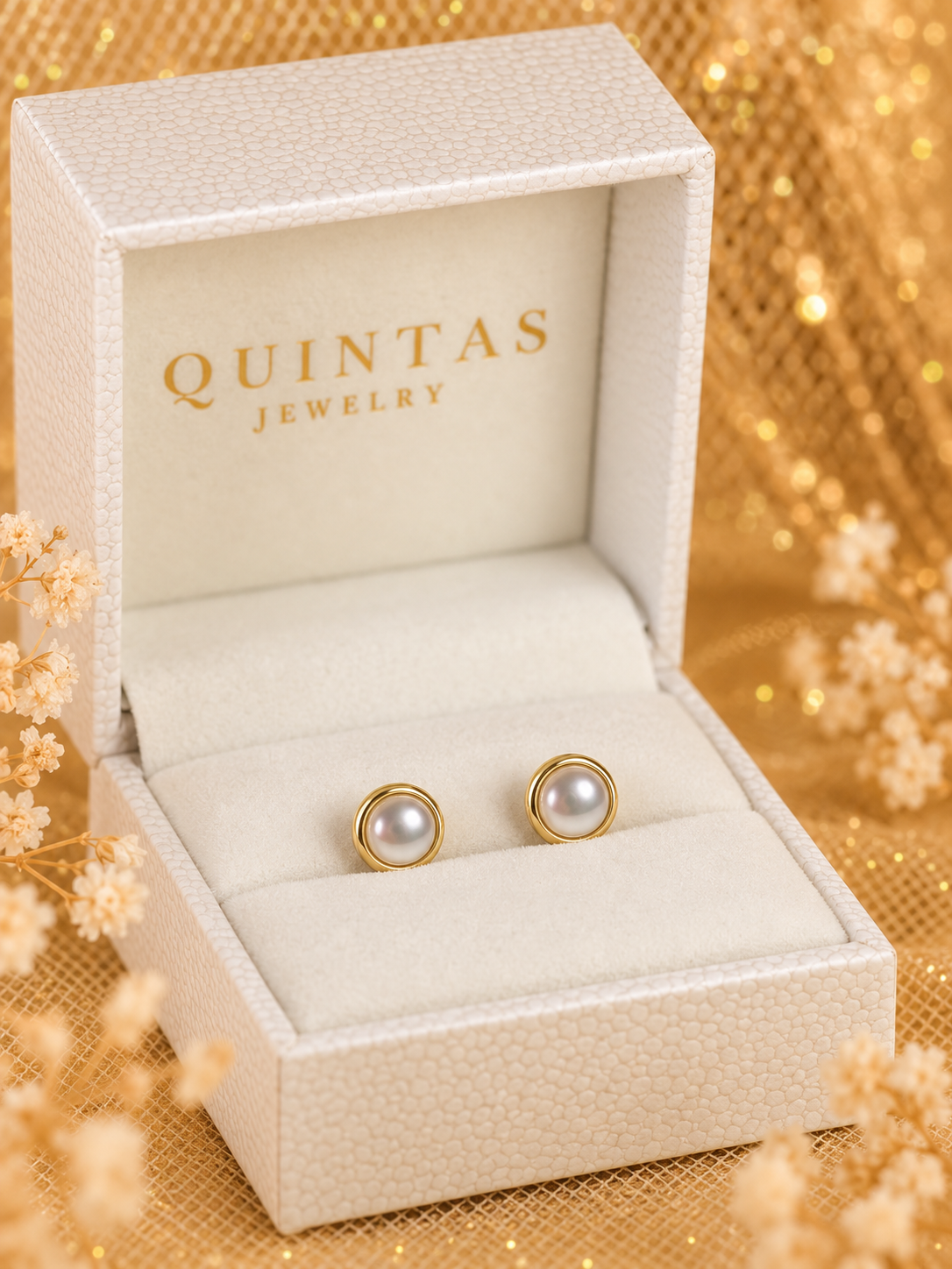 Solenne Halo Pearl Stud Earrings