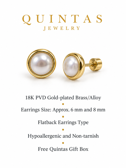 Solenne Halo Pearl Stud Earrings