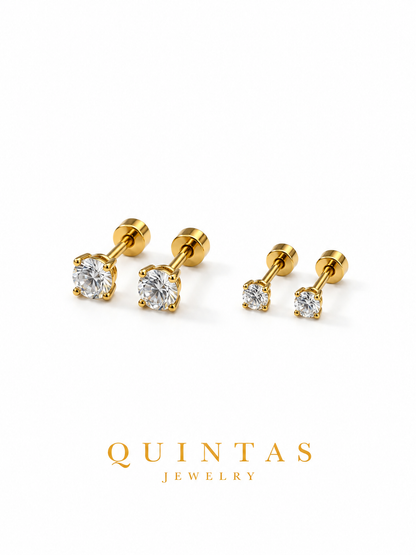 Classic Solitaire Flatback Earrings