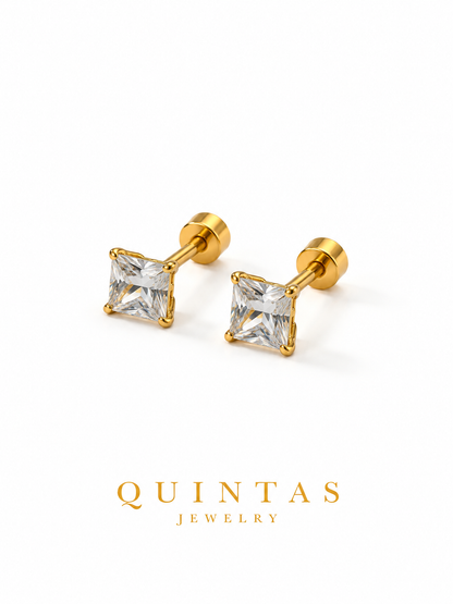 Classic Square Flatback Stud Earrings