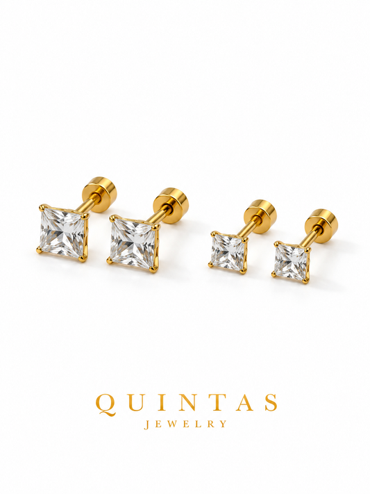 Classic Square Flatback Stud Earrings