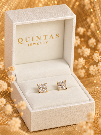 Classic Square Flatback Stud Earrings