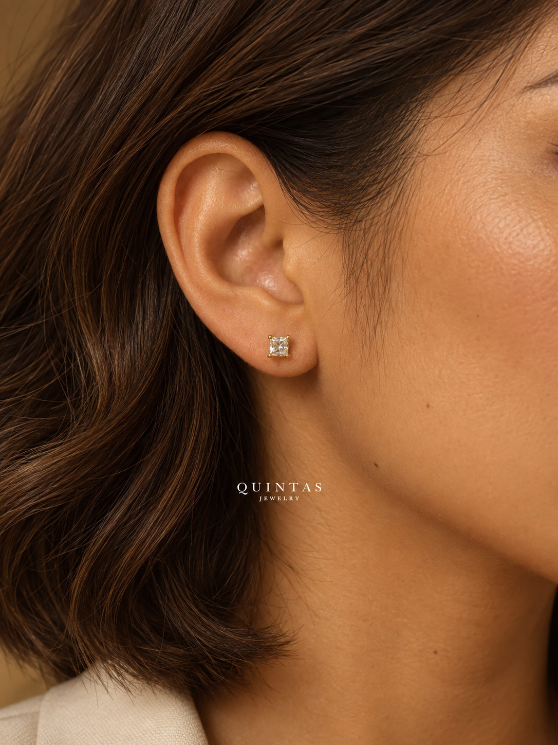 Classic Square Flatback Stud Earrings