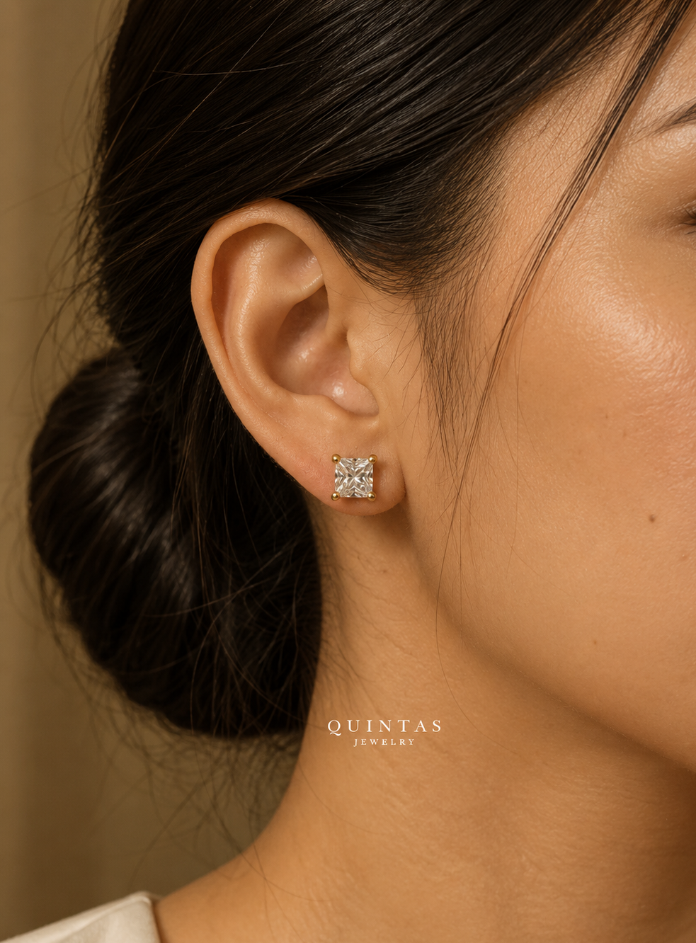 Classic Square Flatback Stud Earrings