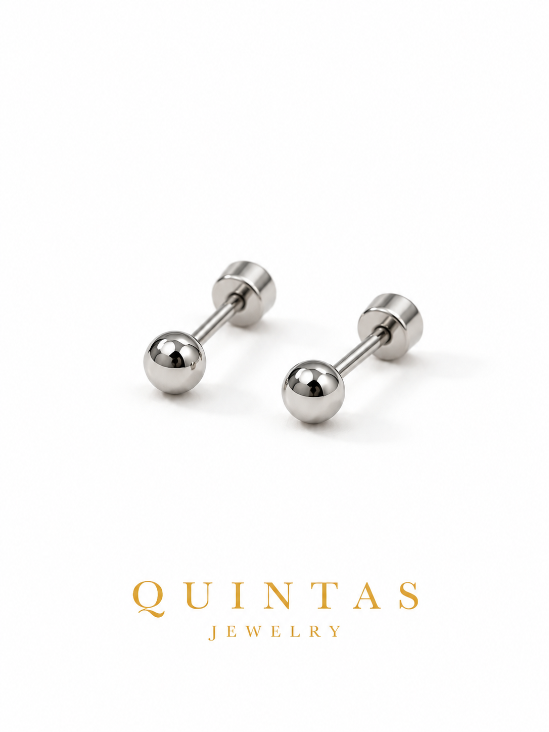 Classic Ball Silver Flatback Earrings