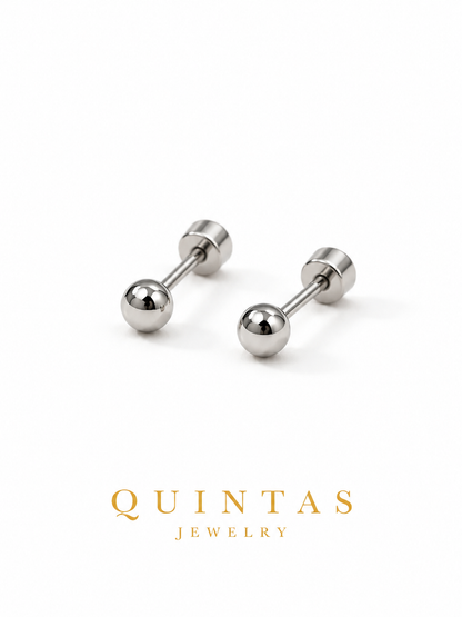 Classic Ball Silver Flatback Earrings