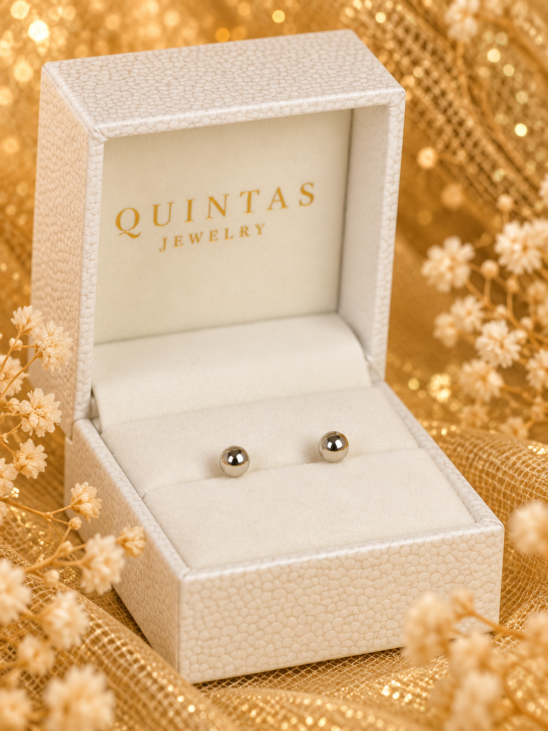 Classic Ball Silver Flatback Earrings