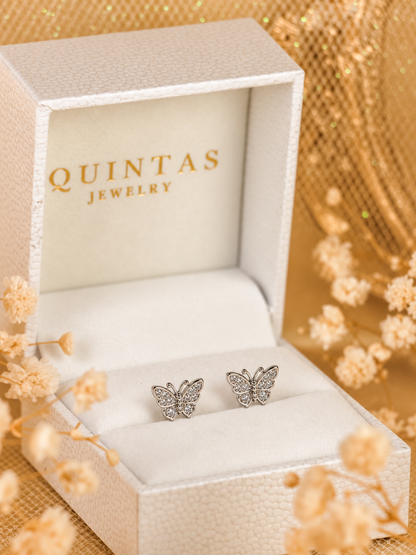 Mari Butterfly Silver Stud Earrings