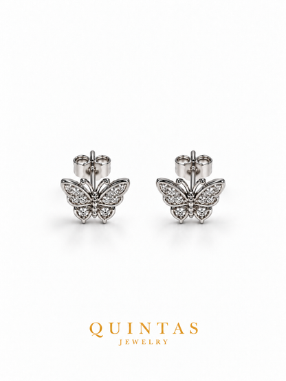 Mari Butterfly Silver Stud Earrings