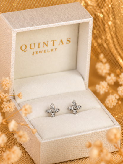 Floryn Petal Silver Stud Earrings