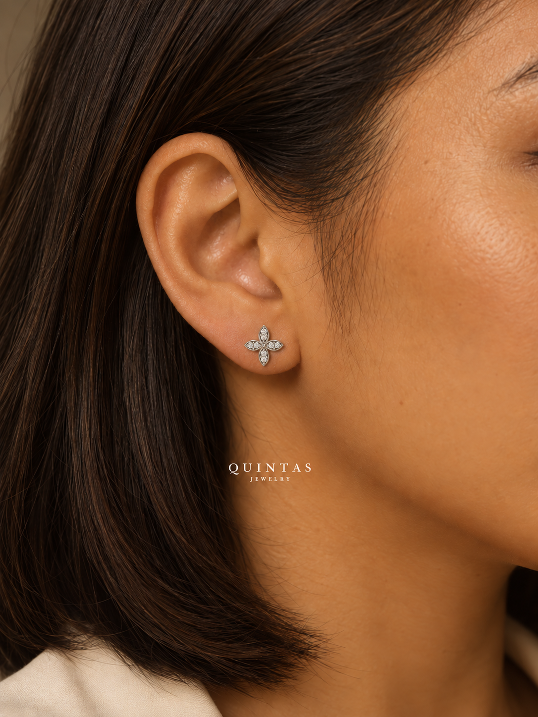 Floryn Petal Silver Stud Earrings