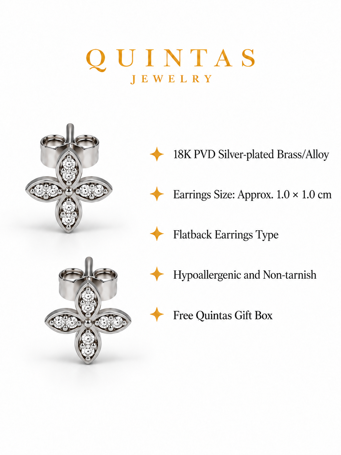 Floryn Petal Silver Stud Earrings