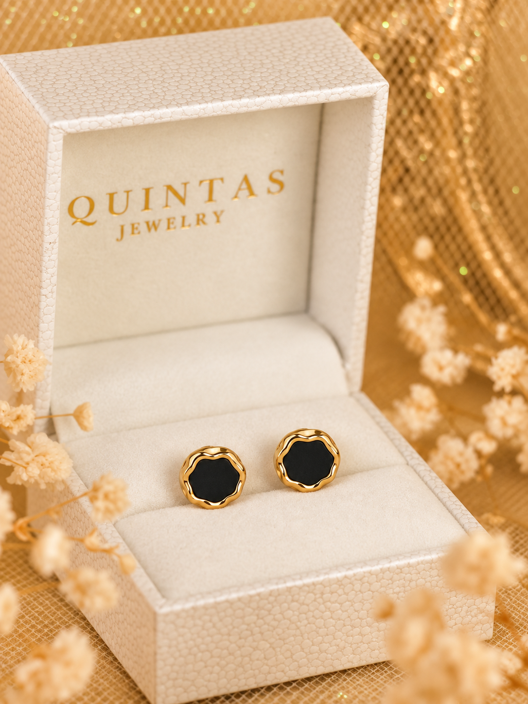 Orina Black Stud Earrings