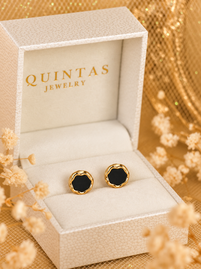Orina Black Stud Earrings