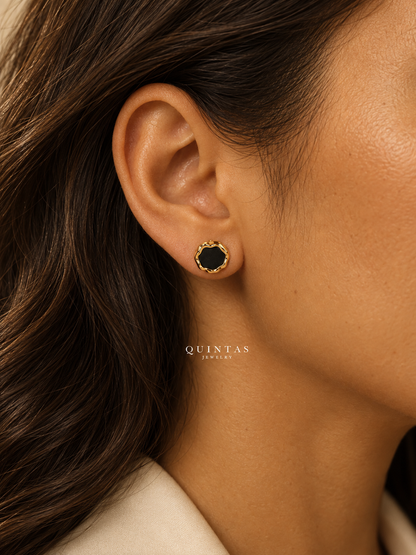 Orina Black Stud Earrings