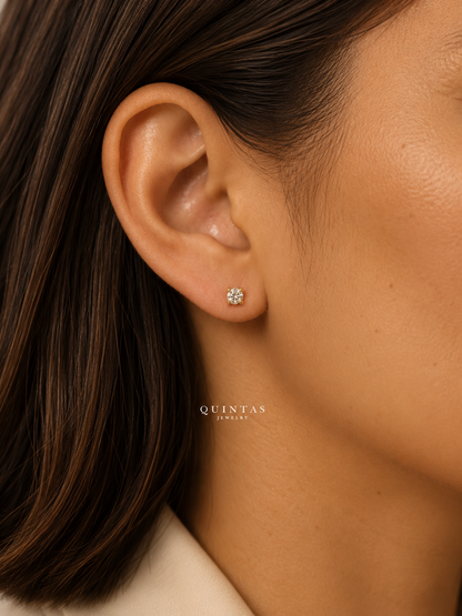 Classic Solitaire Flatback Earrings