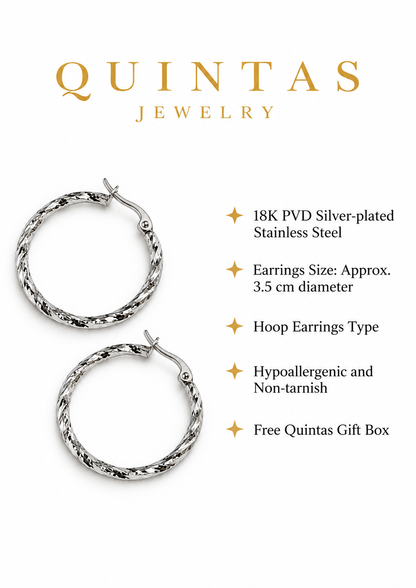 Rumi Textured Silver Hoop Earrings