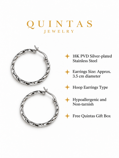 Rumi Textured Silver Hoop Earrings