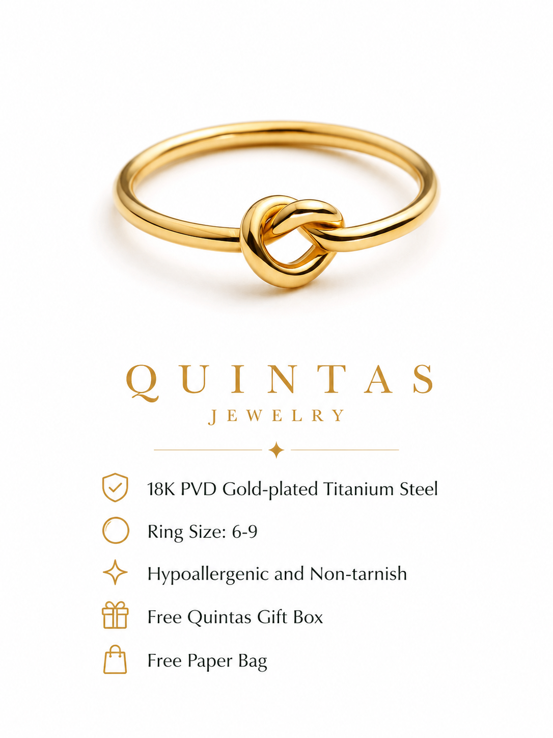Promise Knot Ring by QUINTAS (Free Box and Paper Bag)