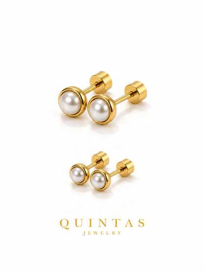 Solenne Halo Pearl Stud Earrings