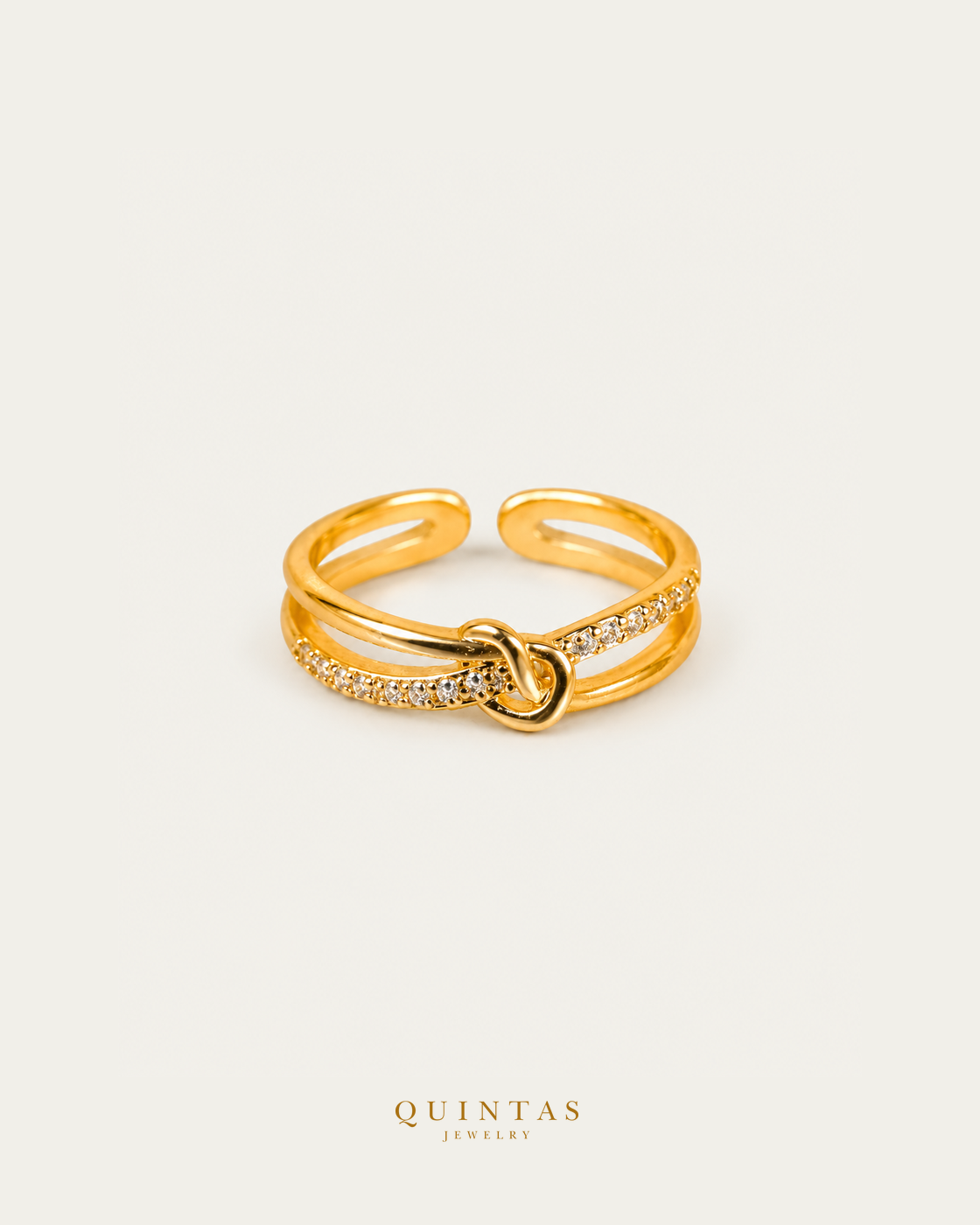Liora Knot Gold Ring (Adjustable) — actual-source standalone ring, smaller framing, neutral greige