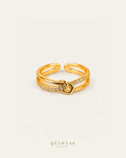 Liora Knot Gold Ring (Adjustable) — actual-source standalone ring, smaller framing, neutral greige