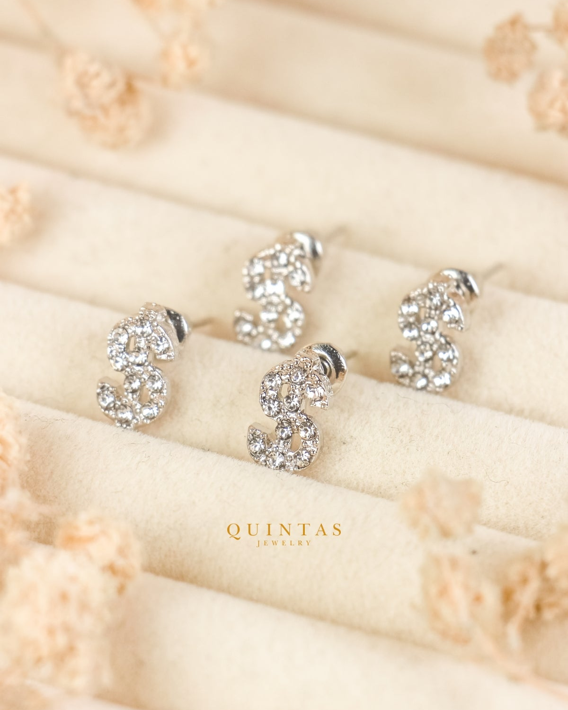Dollar Sign Silver Stud Earrings existing gallery photo, proportionally centered to 4:5 without redesign.