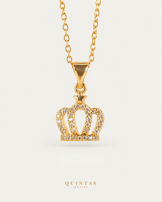 Royal Crown Necklace — source-verified cable front view, off-white background, canonical gold logo