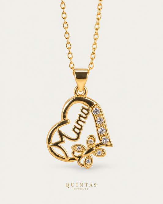 My Mama Necklace — source-verified cable main view, off-white background, canonical gold logo