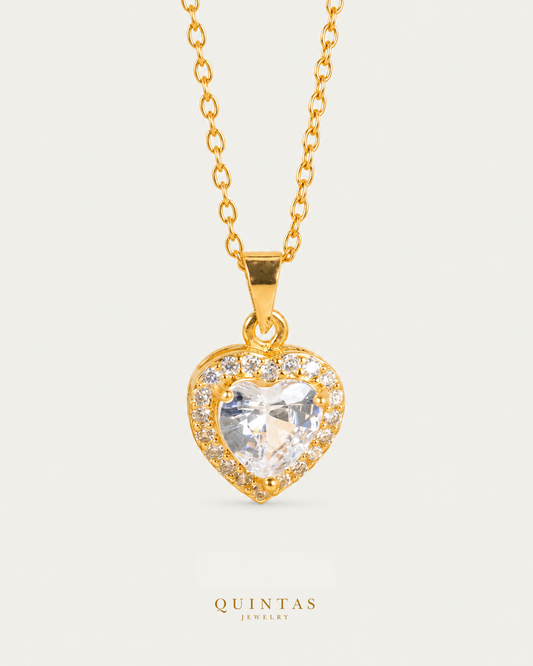 Arielle Heart Diamond Necklace — source-verified cable front view, off-white background, canonical gold logo
