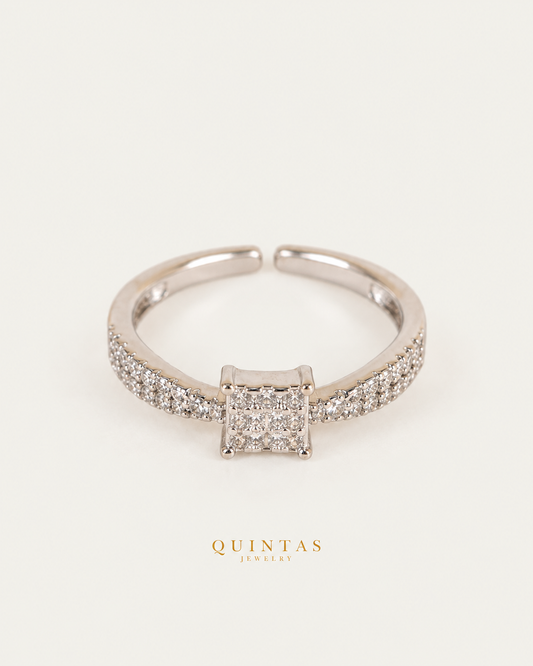 Alessia Princess Silver Ring (Adjustable), lying source-backed alternate view