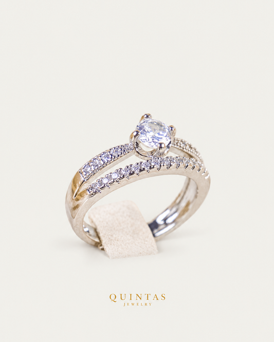 Camila Promise Diamond Silver Ring (Adjustable), upright source-backed view