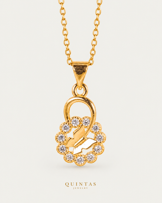 Amelia Butterfly Necklace, gold cable chain, front view