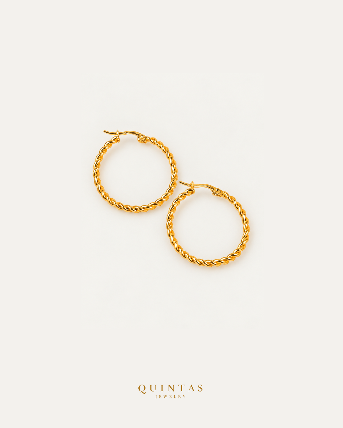 Sienna Rope Hoop Earrings in actual photographed pose with visible closure on neutral offwhite background