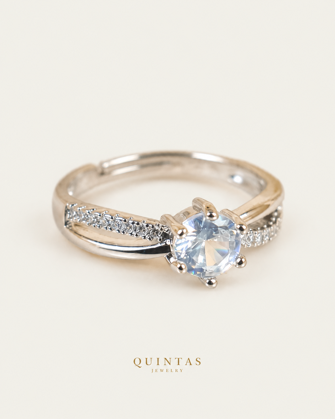 Celeste Solitaire Silver Ring (Adjustable), lying physical-source alternate