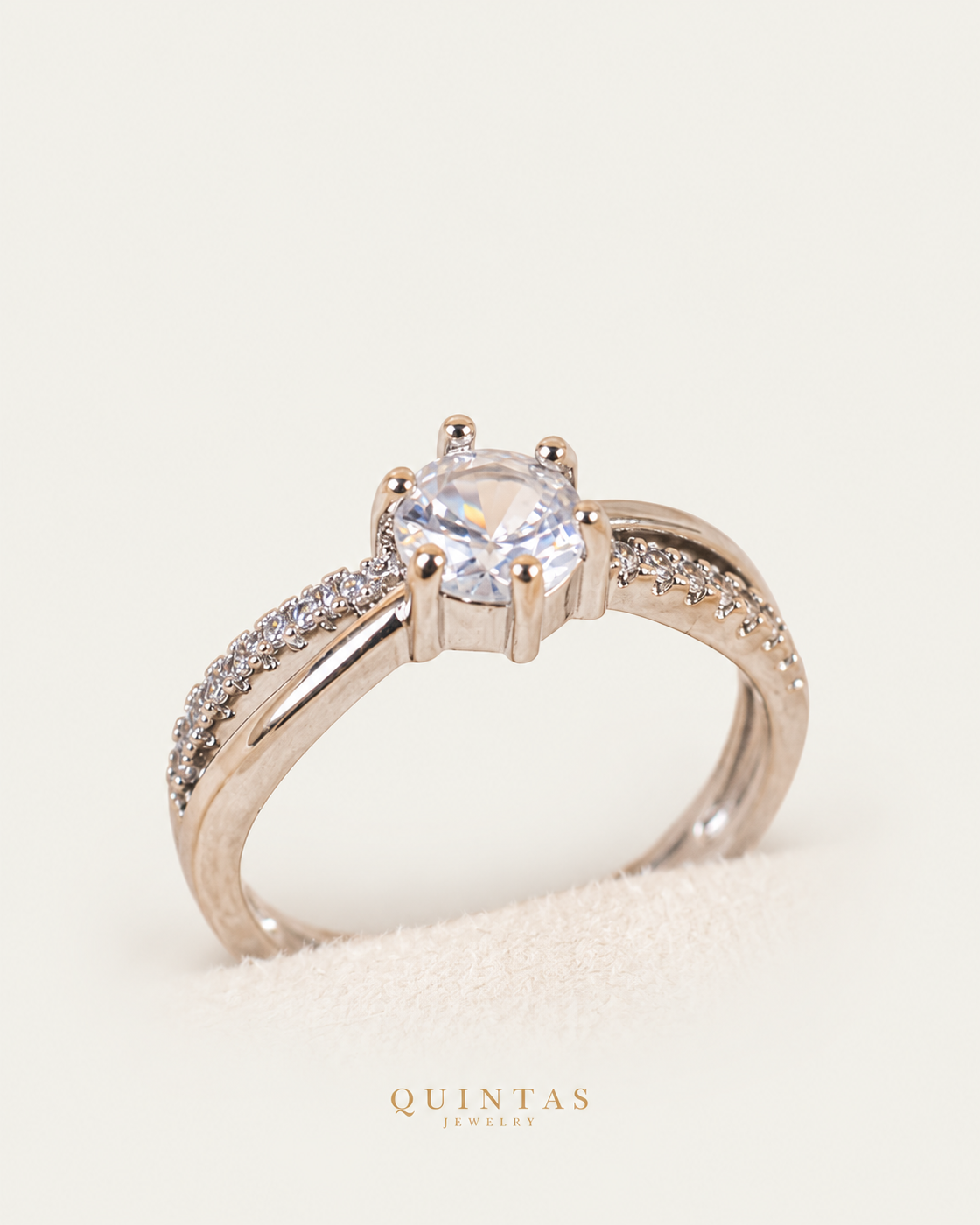 Celeste Solitaire Silver Ring (Adjustable), upright physical-source view