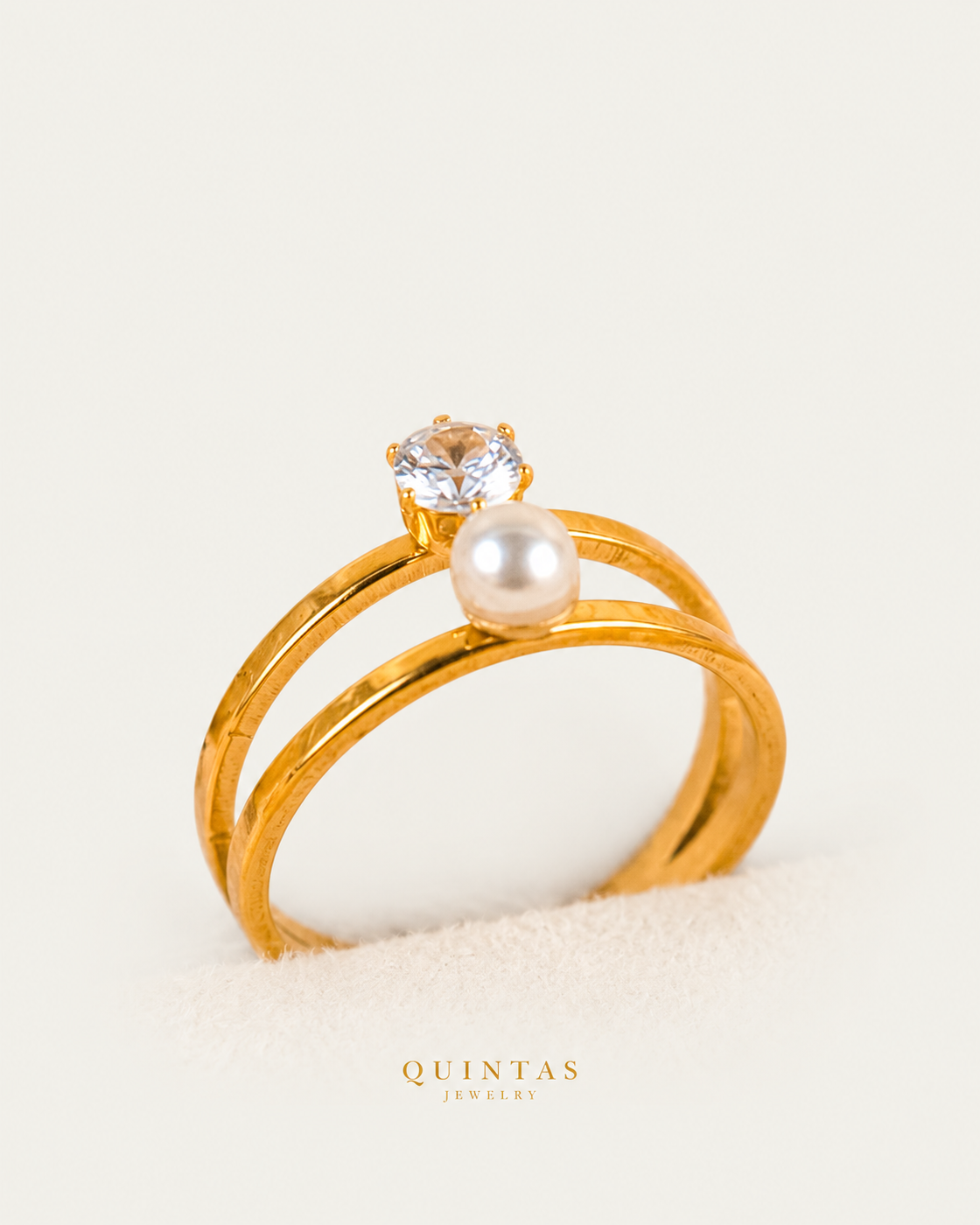 Grace Pearl and Diamond Ring, upright physical-source view