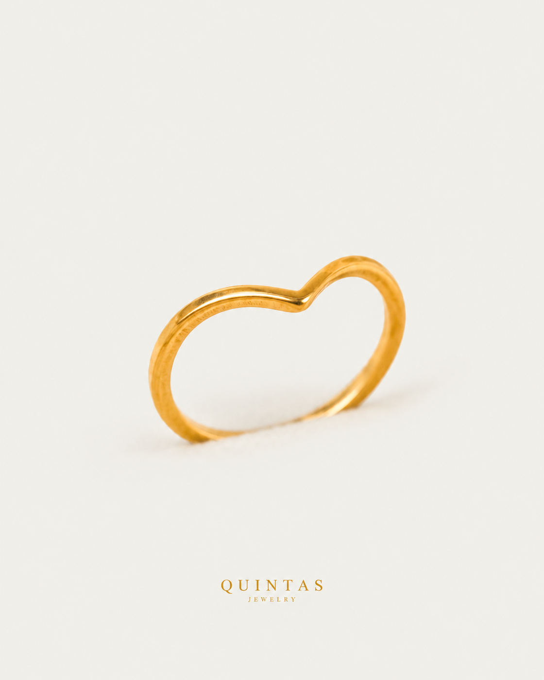Golden Wishbone Ring, upright physical-source view