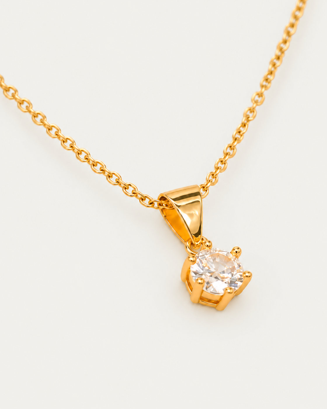 Eloise Diamond Necklace cable chain companion photographed angle on neutral greige