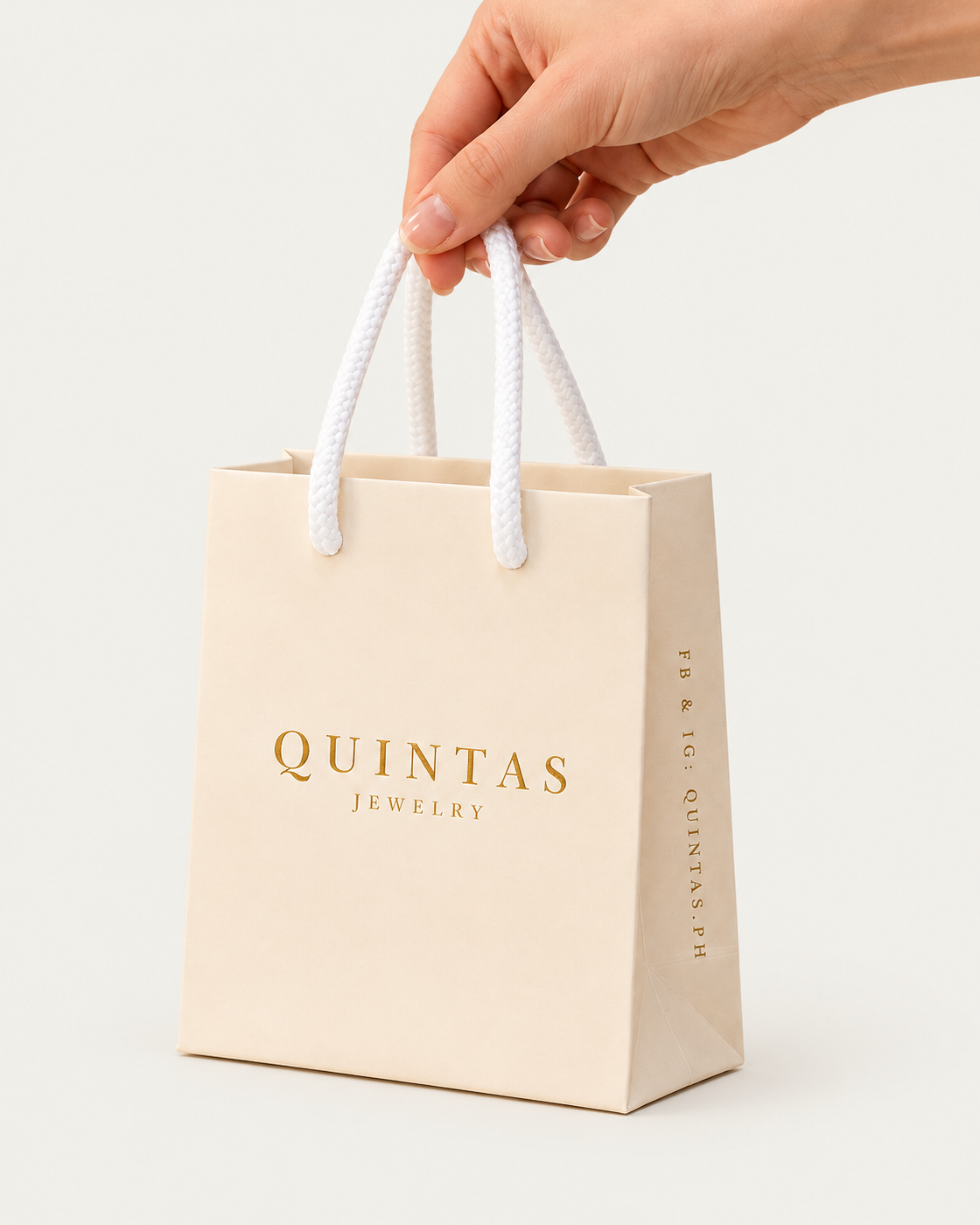 QUINTAS Paper Bag, alternate product angle, neutral greige