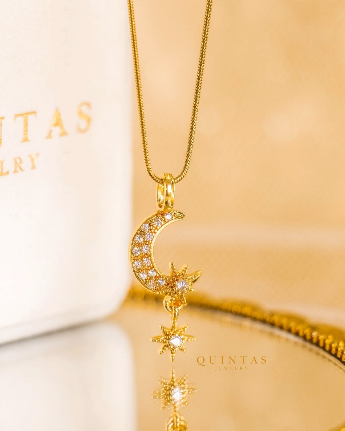 Gaia Moon and Star Necklace existing gallery photograph, centered 4:5 resize; original pixels and colors preserved.